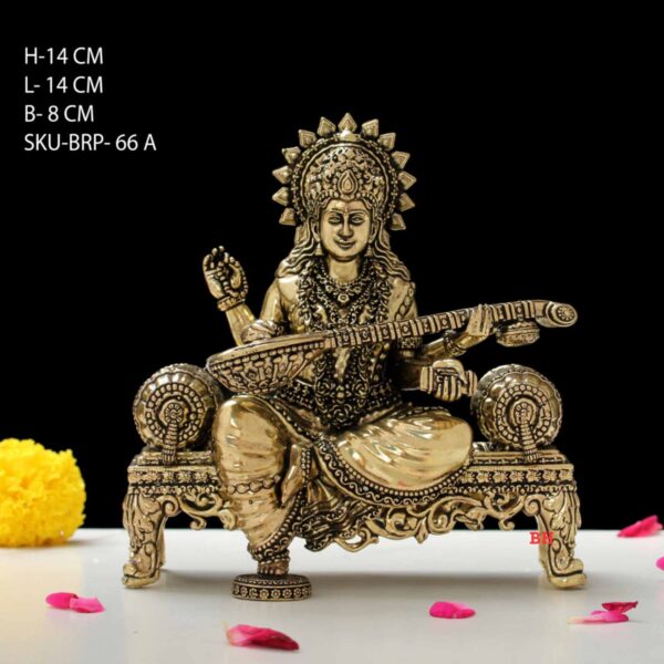 6" PRIMIUM BRASS SARASWATI STATUE