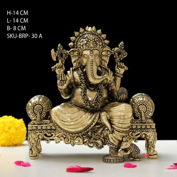 6" PRIMIUM BRASS GANESH STATUE