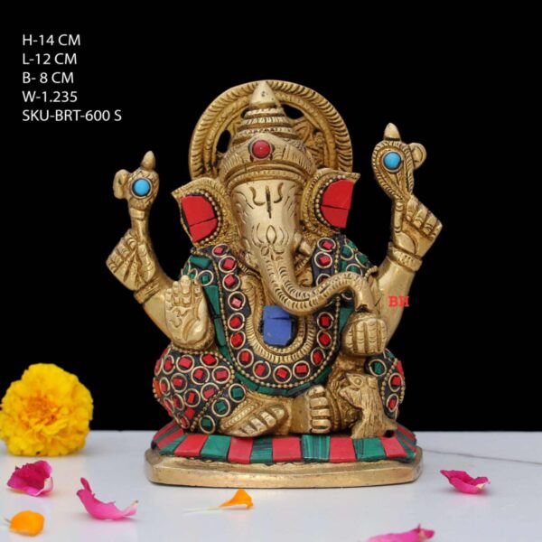5.5" BRASS GANESH WITH STONE WORK
