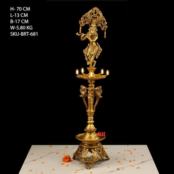 28" BRASS KRISHNA LAMP