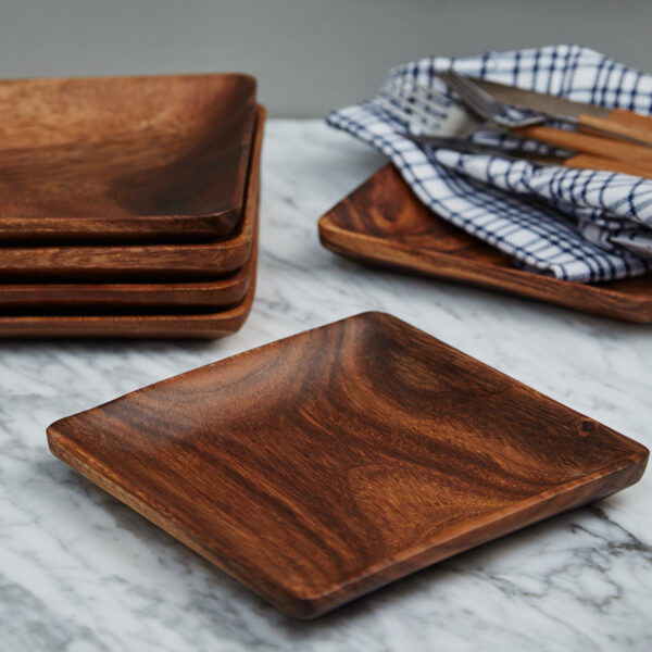 Beautiful Wooden Plates 🍽️ Set, - Set of 6