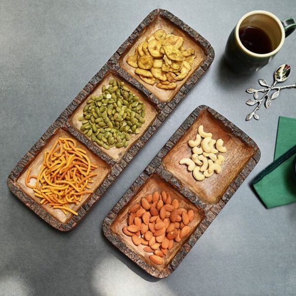 Wooden handcrafted Platters with Sections