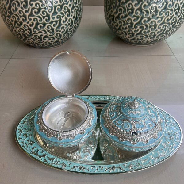 Enamel work Mukhwas pots with its matching trays