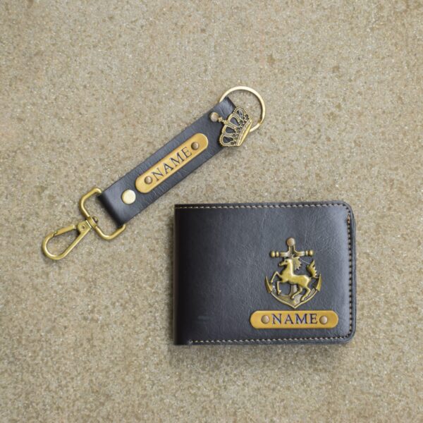 Men wallet and 2-sided keychain combo