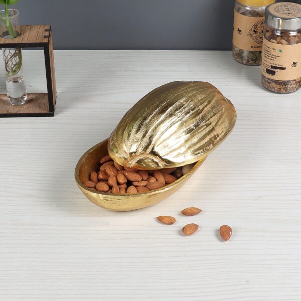 Aluminum Gold Plated Almond, Cashew, Pistachio & Walnut Platter - Design 4