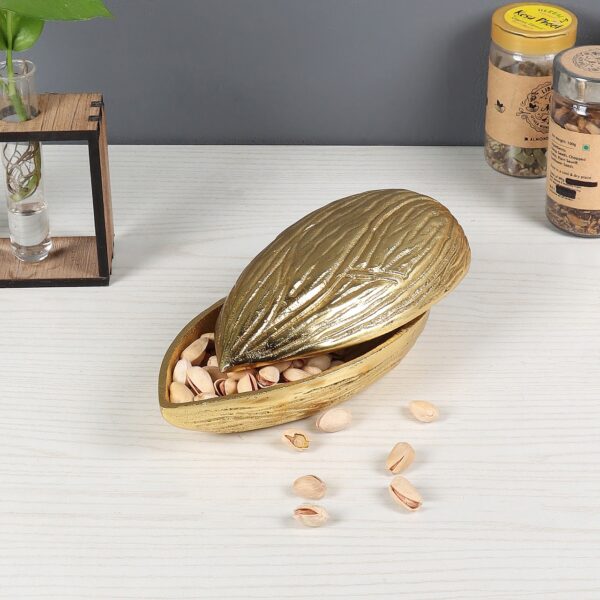 Aluminum Gold Plated Almond, Cashew, Pistachio & Walnut Platter - Design 1
