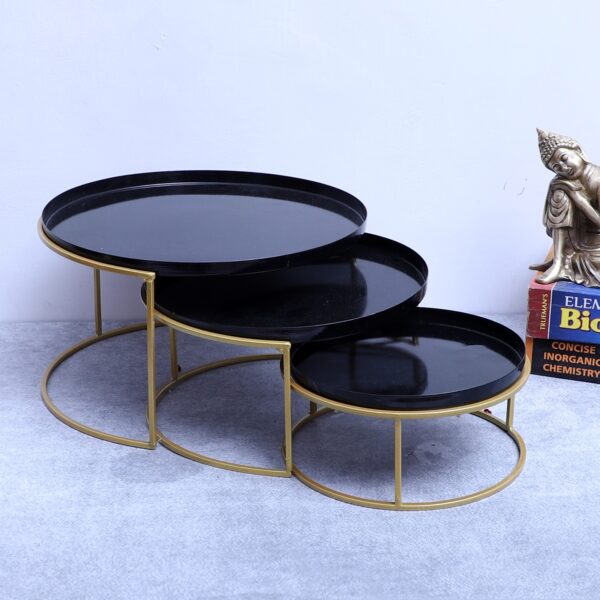 Black & Gold Round Buffet Riser Set of 3