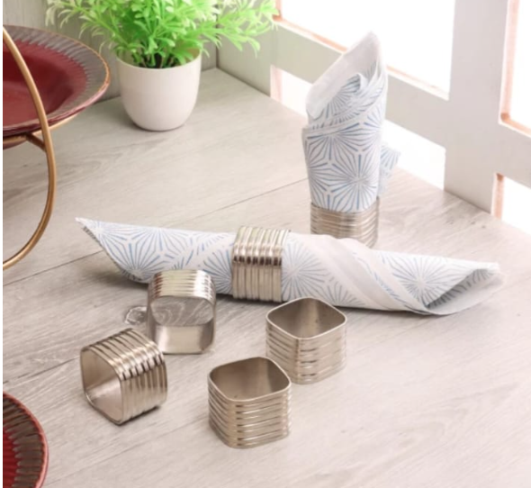 Round Etching Napkin Ring Set of 6 - Design 3