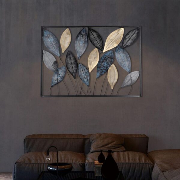 Rectangular Blue,Black & Gold Etching Wall Decor