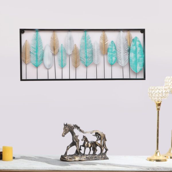 Rectangular Blue, Black & Gold Etching Wall Decor 1