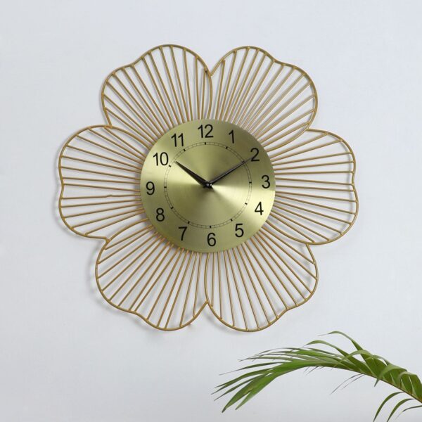 Gold Flower Shape Wall Clock