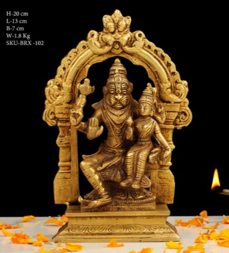 8"BRASS NARSIMHA WITH LAXMI