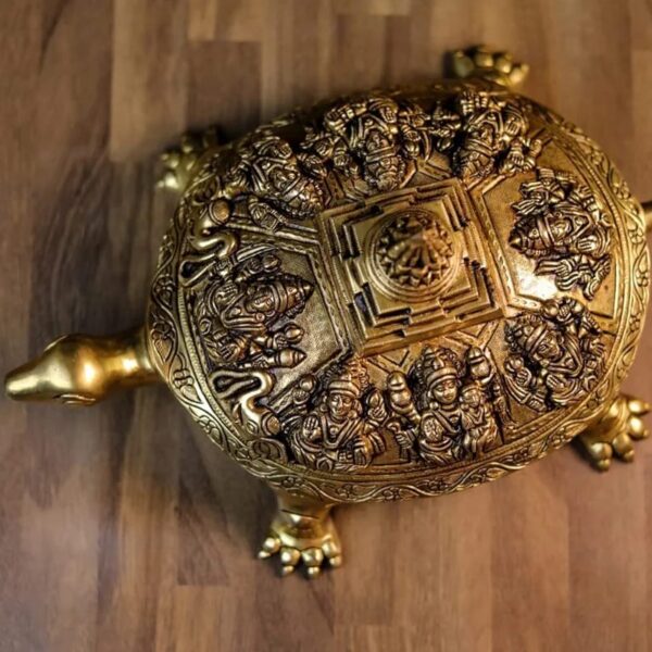 BRASS SUPERFINE ASHTALAKSHMI SHREE YANTRA TORTOISE