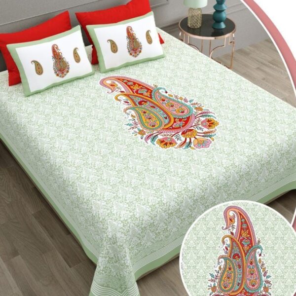 SANCHI PURE COTTON KING SIZE FITTED BEDSHEET - Design 13