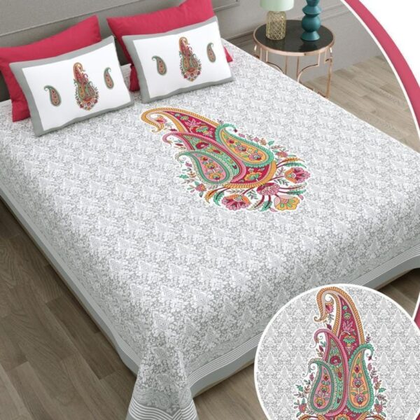 SANCHI PURE COTTON KING SIZE FITTED BEDSHEET - Design 2