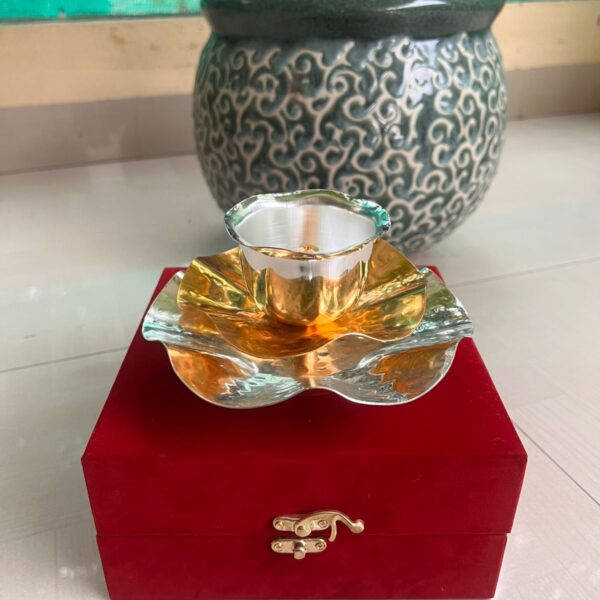 Designer Giant Golden Silver finished Deepam with Akhand Bati*