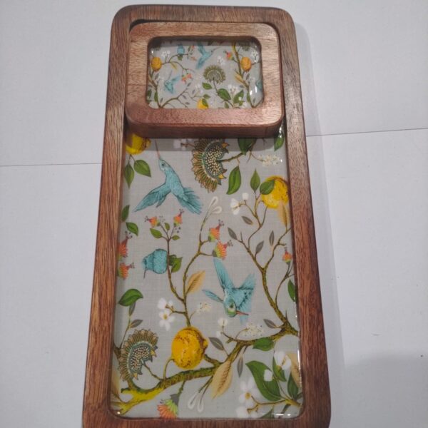 Rectangular Wooden Platter with Mini Dip Platter - Design 9
