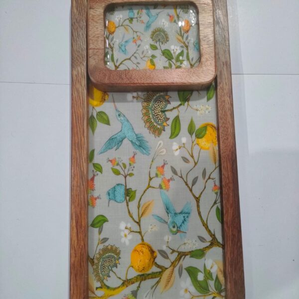 Rectangular Wooden Platter with Mini Dip Platter - Design 11