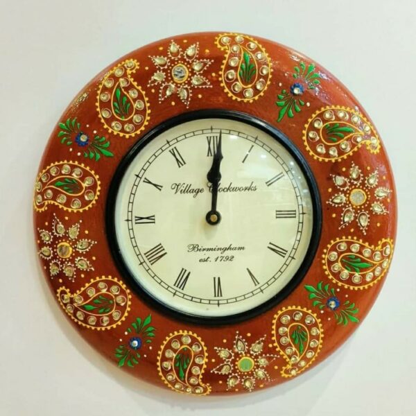 Wooden Frame and Hand painted Wall Clock - Design 4