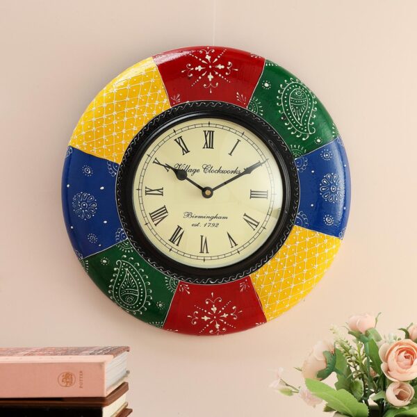Wooden Frame and Hand painted Wall Clock - Design 2