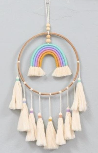 Macrame Rainbow Wall hanging with Tessels 2