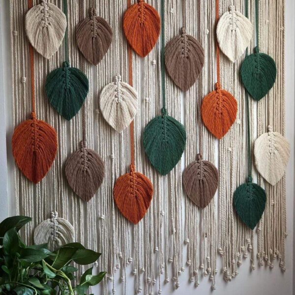 Macrame Curtain cum wall hanging with leaves