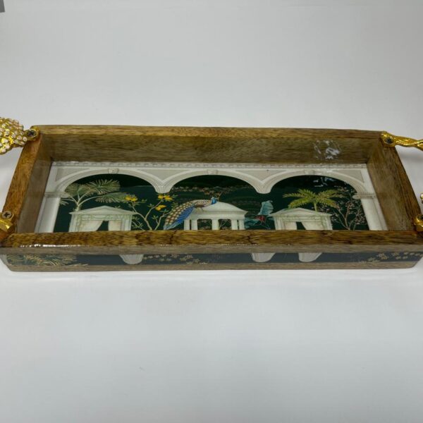 Stylish Mango-Wood Tray With Metal Handle