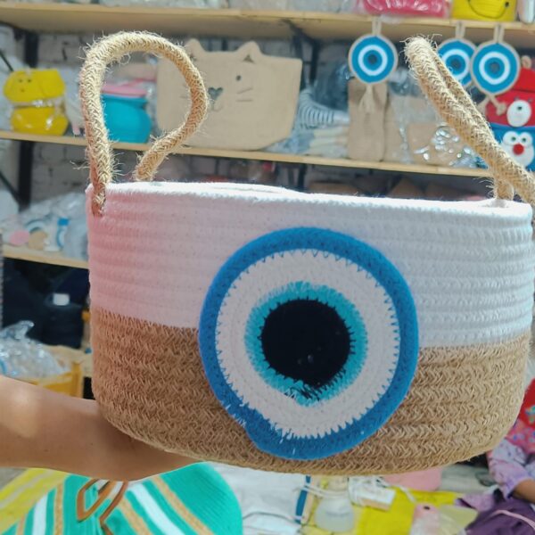 🧿Evil Eye jute Round Baskets🧺