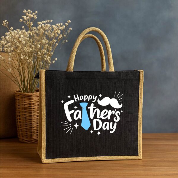 Father's Day special jute zipper lunch bag - Design 3