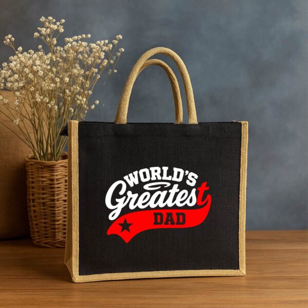 Father's Day special jute zipper lunch bag - Design 2