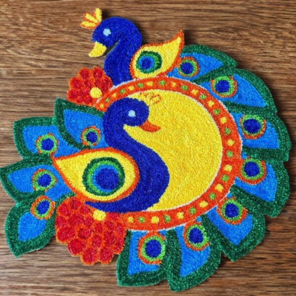 EG Feather Rangoli mats with New Design 2 Feet #a - Design 9