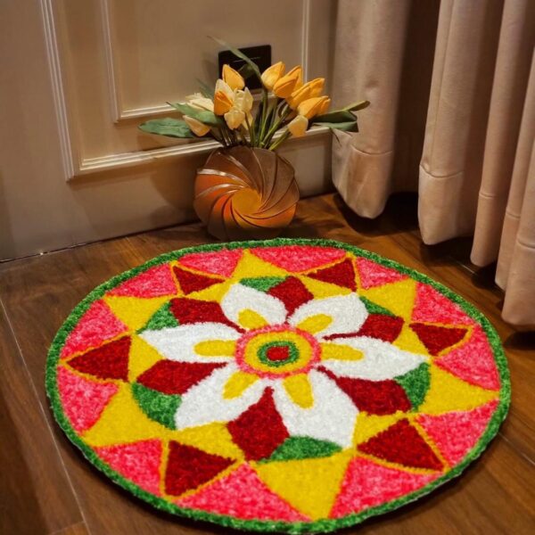 EG Feather Rangoli mats with New Design 3 Feet #a - Design 2