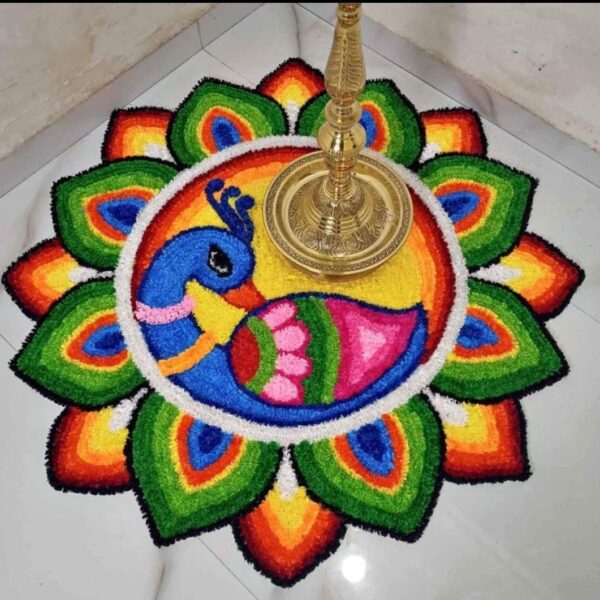 EG Feather Rangoli mats with New Design 3 Feet - Design 14