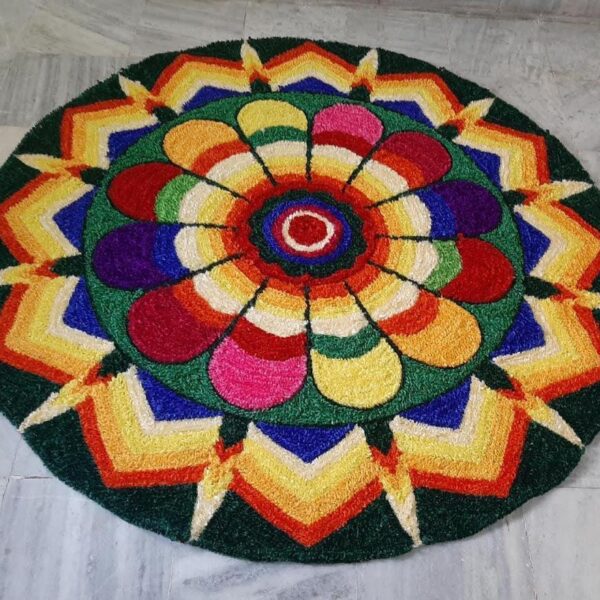 EG Feather Rangoli mats with New Design 3 Feet - Design 12
