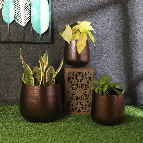Copper Oval Planter Stand Set of 3