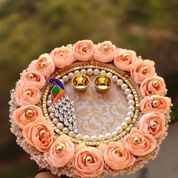 Elevate your celebrations with this exquisitely designed Mayoor 🦚 pooja thali.