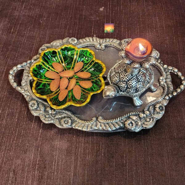Designer Tray + Tortoise Tlight + Flower Platter