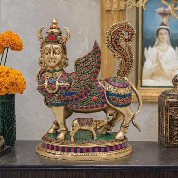 Brass Kamdhenu Cow with Calf